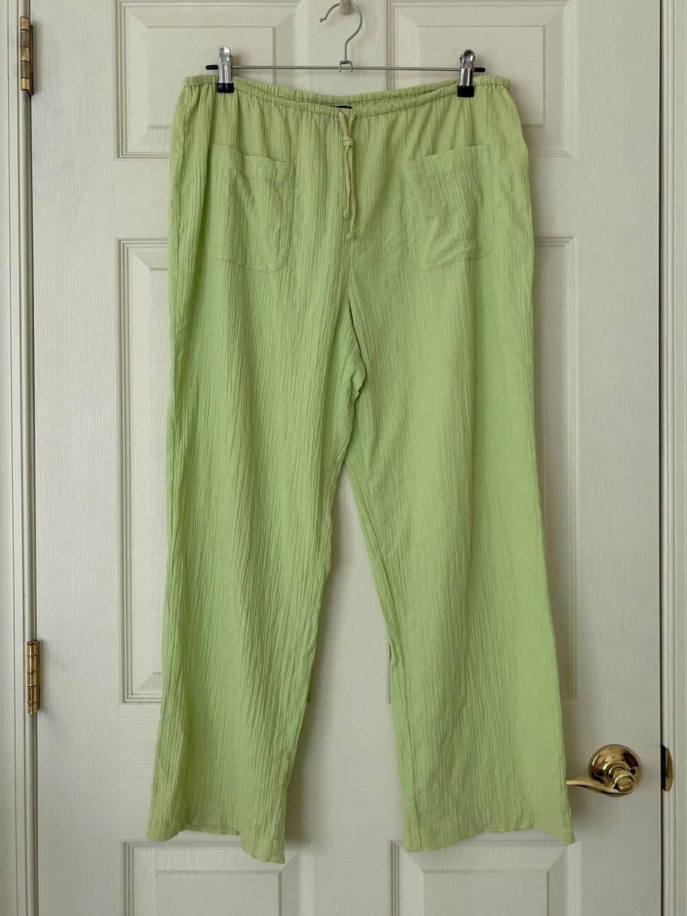 Vintage J. Crew Cotton Gauze Drawstring Waist Pants Lime Green Size Large